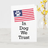 犬の愛犬家の挨拶状私達は米国を信頼します カード (黄色い花)