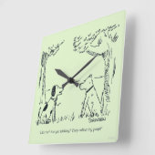 犬の愛 スクエア壁時計 (傾斜)