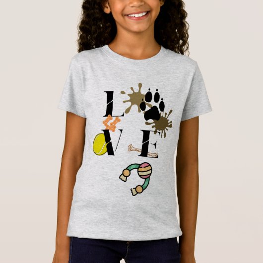 "犬の愛"女の子 Tシャツ (正面)