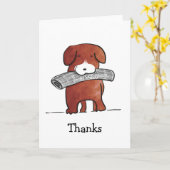 犬の感謝していカード カード (黄色い花)