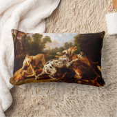 犬の戦い(フランスナイダーによる) ランバークッション (ブランケット)