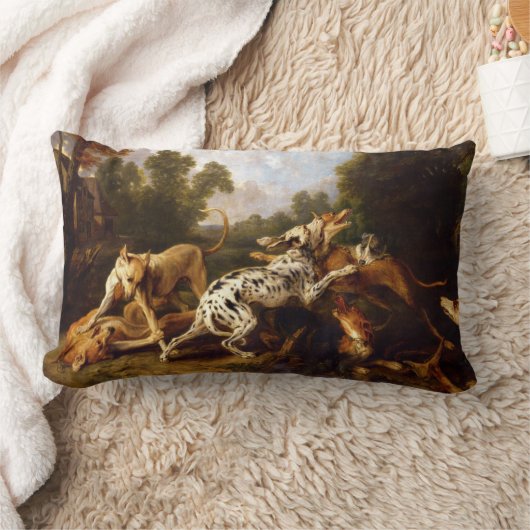 犬の戦い(フランスナイダーによる) ランバークッション (ブランケット)