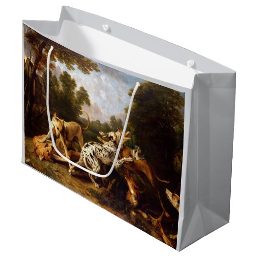 犬の戦い(フランスナイダーによる) ラージペーパーバッグ (正面アングル)