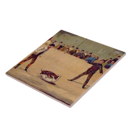 犬の戦い(紙の油) タイル (側面)