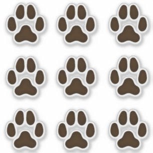 犬の手がダークブラウンのペットのステッカーをプリント シール