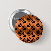 犬の手のパターンとオレンジと茶色のシェブロン 缶バッジ (正面&裏面)