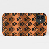 犬の手のパターンとオレンジと茶色のシェブロン Case-Mate iPhoneケース (裏面(横))