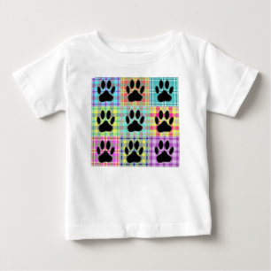 犬の手のパターンキルト ベビーTシャツ