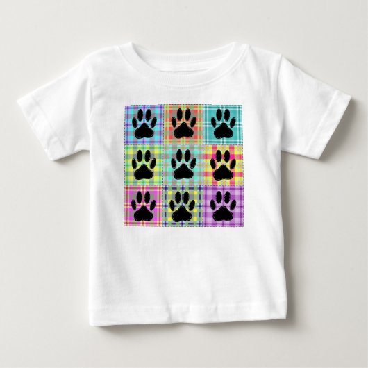 犬の手のパターンキルト ベビーTシャツ (正面)
