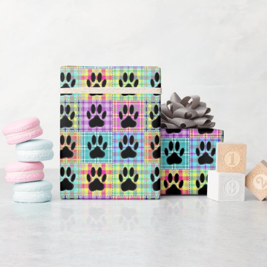 犬の手のパターンキルト ラッピングペーパー (ベビーシャワー)