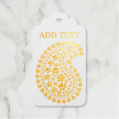 犬の手のプリントとハートペイズリーパターン ギフトタグ (正面)