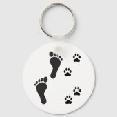 犬の手のプリントと人間の足プリント キーホルダー (正面)