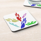 犬の手のプリントと水玉模様 コースター (左側)