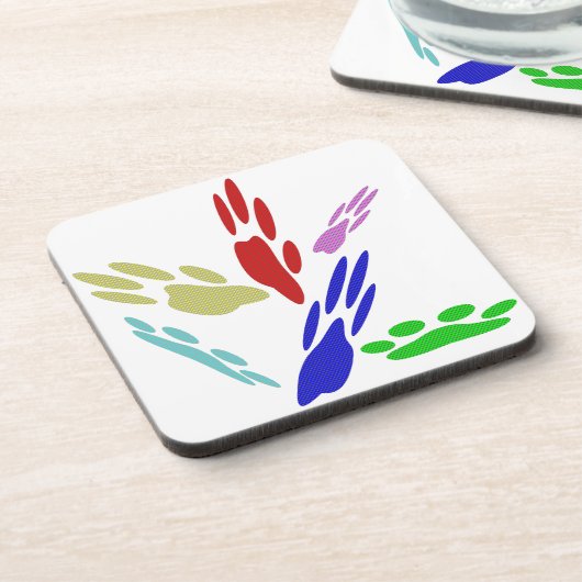 犬の手のプリントと水玉模様 コースター (左側)