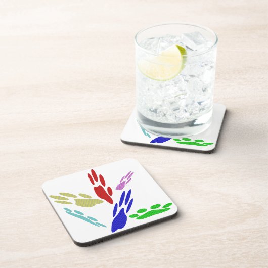 犬の手のプリントと水玉模様 コースター (右側)