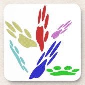 犬の手のプリントと水玉模様 コースター (正面)