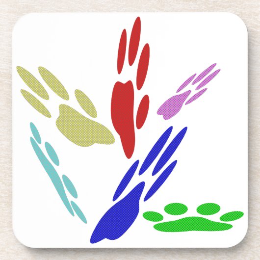 犬の手のプリントと水玉模様 コースター (正面)