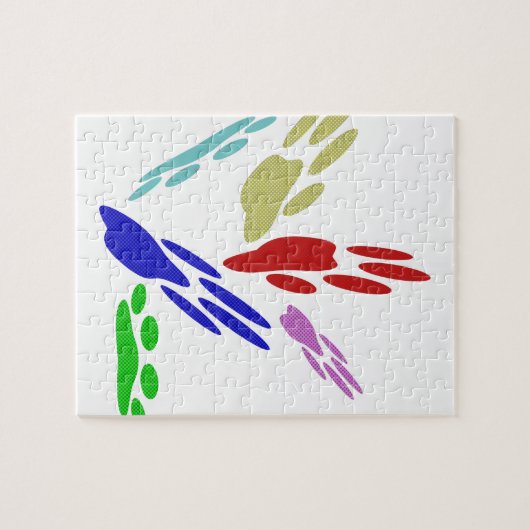 犬の手のプリントと水玉模様 ジグソーパズル (横)