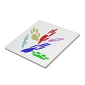 犬の手のプリントと水玉模様 タイル (側面)