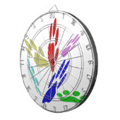 犬の手のプリントと水玉模様 ダーツボード (正面右)