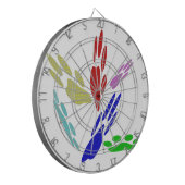 犬の手のプリントと水玉模様 ダーツボード (正面左)