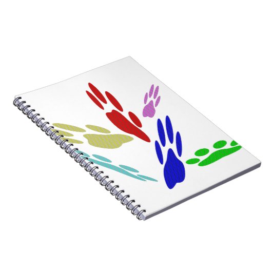 犬の手のプリントと水玉模様 ノートブック (右側)