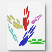 犬の手のプリントと水玉模様 フォトプラーク (正面)