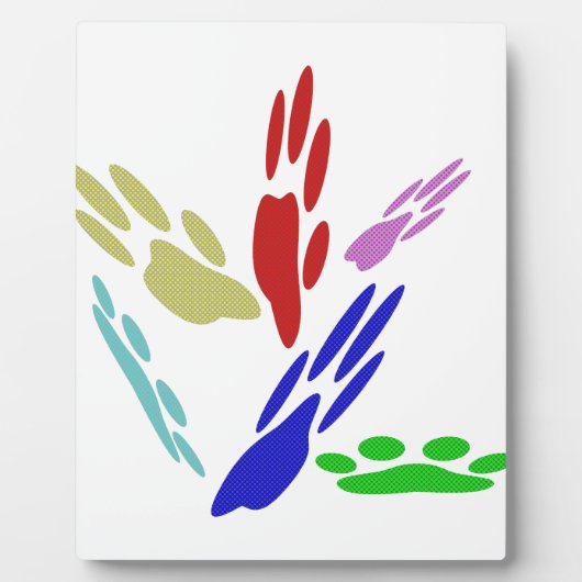 犬の手のプリントと水玉模様 フォトプラーク (正面)