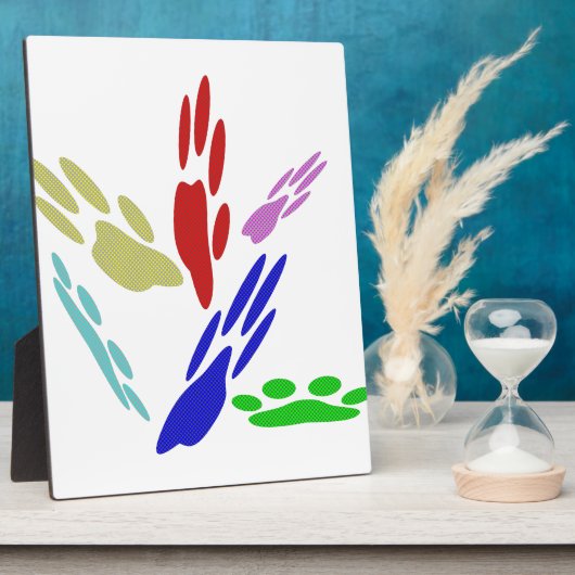 犬の手のプリントと水玉模様 フォトプラーク (側面)