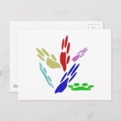 犬の手のプリントと水玉模様 ポストカード (正面/裏面)