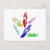 犬の手のプリントと水玉模様 ポストカード (正面)