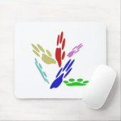 犬の手のプリントと水玉模様 マウスパッド (マウス)