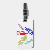 犬の手のプリントと水玉模様 ラゲッジタグ (正面縦)