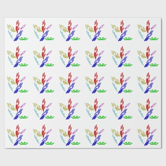 犬の手のプリントと水玉模様 ラッピングペーパー (フラット)