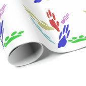 犬の手のプリントと水玉模様 ラッピングペーパー (ロールコーナー)