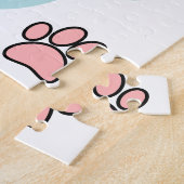 犬の手のプリントと骨のアートパターン ジグソーパズル (側面)