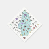 犬の手のプリントと骨のアートパターン スタンダードカクテルナプキン (角)