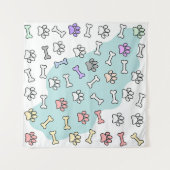 犬の手のプリントと骨のアートパターン タペストリー (正面(横))