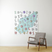 犬の手のプリントと骨のアートパターン タペストリー (インサイチュ(横))