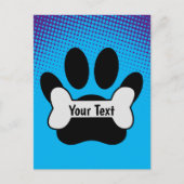 犬の手のプリントと骨のグラデーション ポストカード (正面)