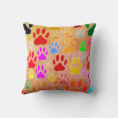 犬の手のプリントヴィンテージの背景 クッション (裏面)