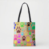 犬の手のプリントヴィンテージの背景 トートバッグ (正面)