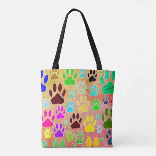 犬の手のプリントヴィンテージの背景 トートバッグ (裏面)