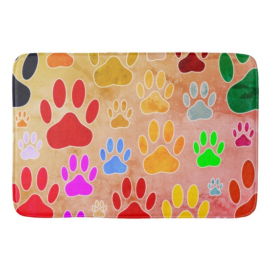犬の手のプリントヴィンテージの背景 バスマット (正面)