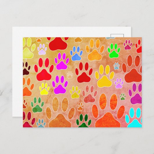 犬の手のプリントヴィンテージの背景 ポストカード (正面/裏面)