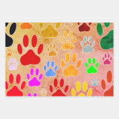 犬の手のプリントヴィンテージの背景 ラッピングペーパーシート (正面2)