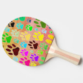 犬の手のプリントヴィンテージの背景 卓球ラケット (横)