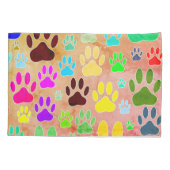 犬の手のプリントヴィンテージの背景 枕カバー (裏面)