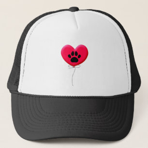 犬の手のプリント付きハート型バルーン キャップ