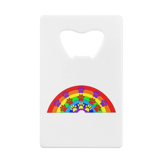 犬の手のプリント付きレインボー クレジットカード栓抜き (裏面)